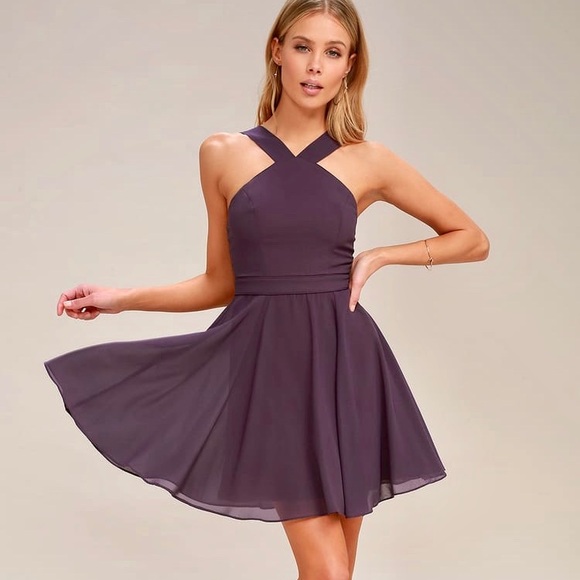 Lulu’s “Perfect Dance” Mini Halter Skater Dress - Picture 1 of 16